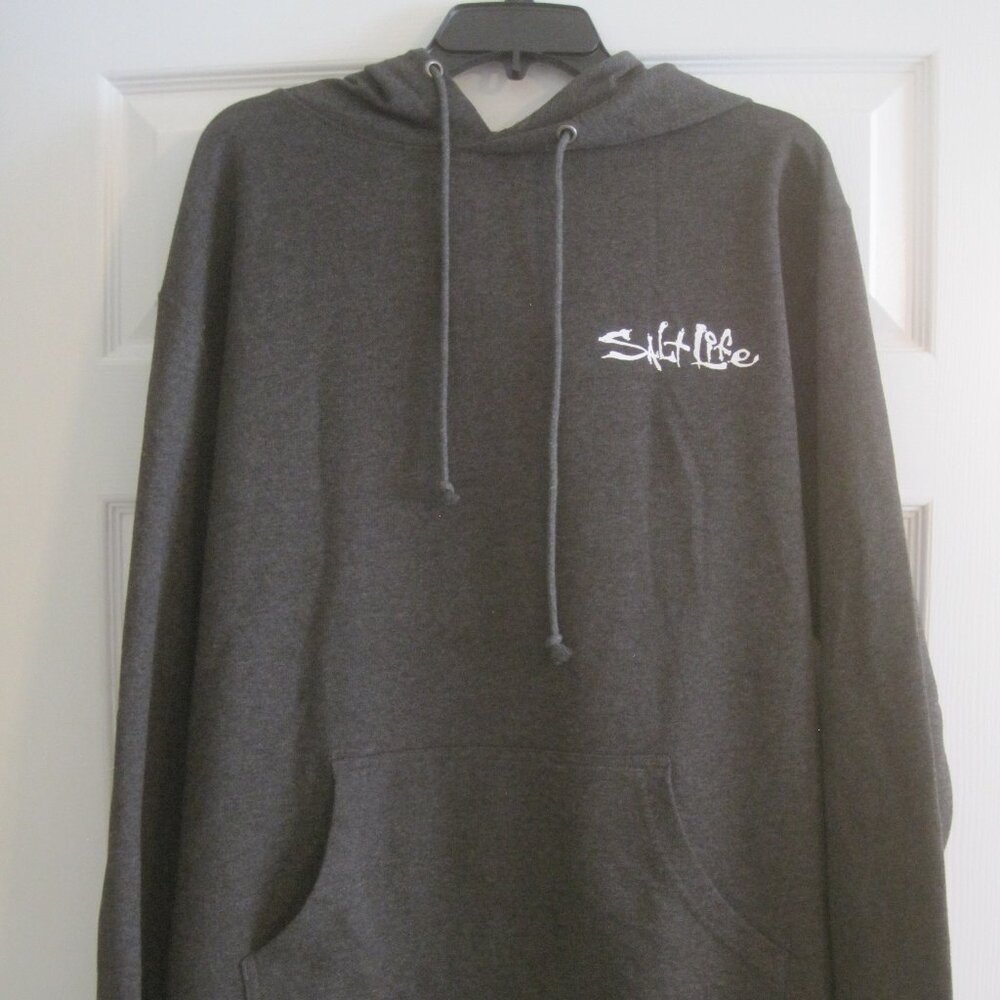 SALT LIFE CHARCOAL GRAY SALTY STATE OF MIND HOODIE XL NWOT